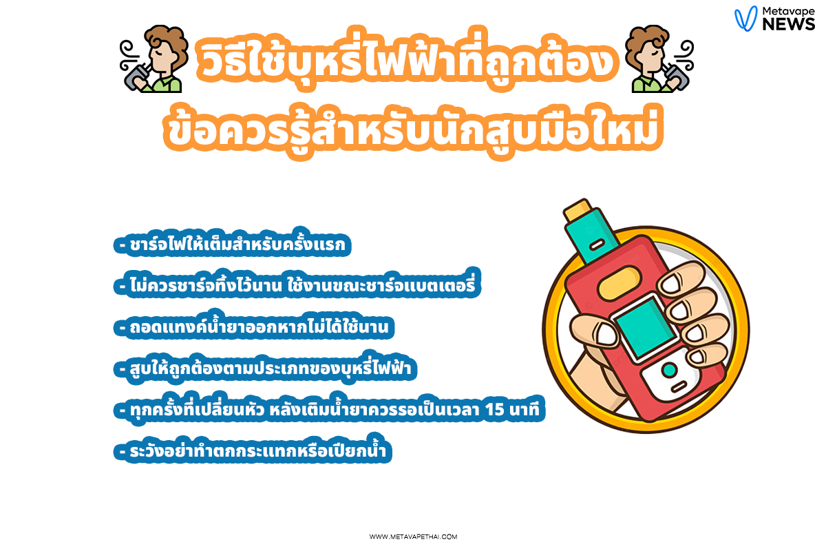 วิธีใช้บุหรี่ไฟฟ้าที่ถูกต้อง ข้อควรรู้สำหรับนักสูบมือใหม่